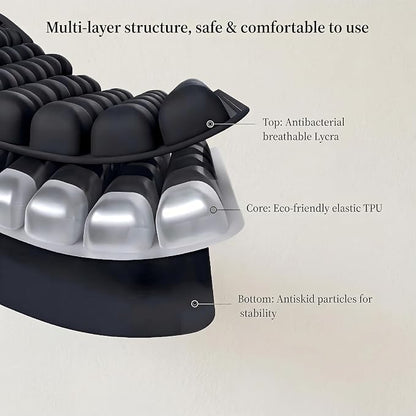 Inflatable Seat Cushion – Breathable, Pressure-Relieving Air Cushion, No Pump Needed, Ideal for Airplane Travel, Office, Car, Wheelchair & Camping – Lightweight, Foldable & Portable (Black)