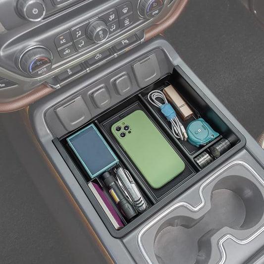 JKCOVER Center Console Organizer Compatible with Chevy Silverado/GMC Sierra 2014 2015 2016 2017 2018 1500/2500/3500HD Accessories Console Compartment Storage Tray -Full Console w/Bucket Seats ONLY