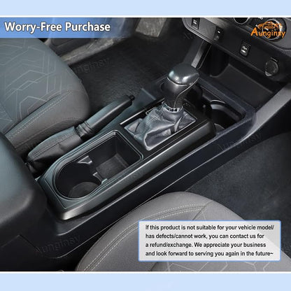 Aunginsy Center Console Gear Shift Panel Cover Cup Holder Trim Kit Compatible with Toyota Tacoma 2016-2023 Car Gear Shifter Cupholder Panel Decorative Frame Protection Ring ABS Interior Accessories