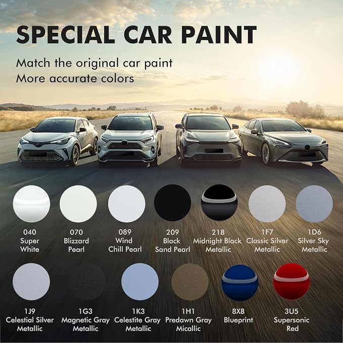 1D6 Silver Sky Metallic Touch Up Paint for Car, DIY Car Paint Scratch Repair Kit, Automotive Paints, Quick & Easy Fix Scratch Repair Compatible with Toyota RAV4/Tacoma/Tundra/Sienna/Sequoia