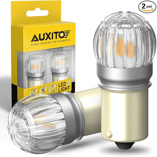 AUXITO Upgraded 1157 LED Bulbs Amber Yellow Turn Signal Light, Super Bright 2057 2357 3496 7528 LED Lights for Blinker Turn Signal Bulbs, Tail Brake Light, Parking Light, Side Marker Light, Pack of 2