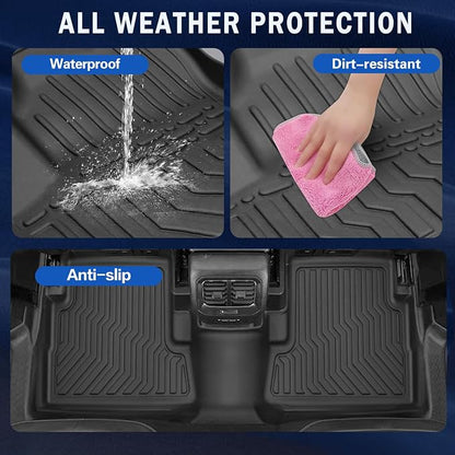All Weather Rubber Floor Mats Compatible with 2013-2019 Ford Escape & 2013-2018 C-Max, 3Pcs Car Automotive Floor Mats & Cargo Liners Black (2013-2019 Escape & C-Max)