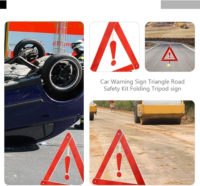 4pcs Car Safety Triangle Warning Sign Kit Portable Reflective Roadside Alert for Vehicles Sturdy and Wind-Resistant for Road Construction and Vehicle Maintenance