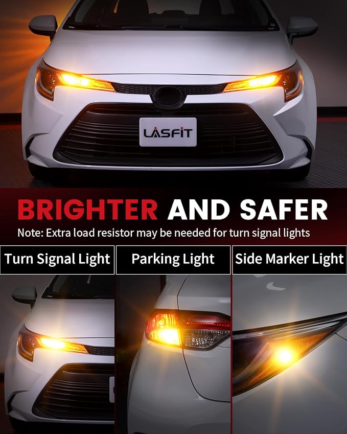 LASFIT 3157 LED Bulb for Turn Signal Lights, 3057 3156 3157a LED Bulbs Amber Yellow, 4000LM Super Bright 3057 4157 4057 for Automotive Turn Signal, Only for Standard Socket, Need Resistor (2-Pcs)