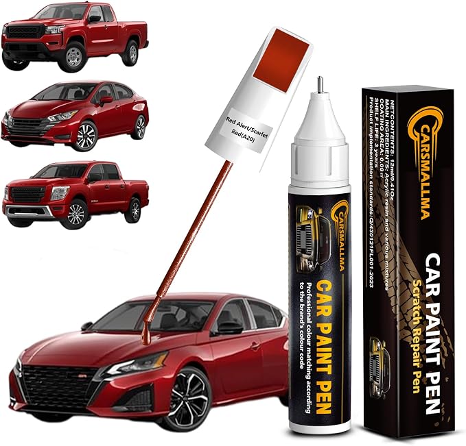 A20 Red Alert/Scarlet Red Car Touch Up Paint for Nissan, Color Accurate Car Paint Scratch Repair Pen Kit Quick & Easy Fix Vehicle Chips and Automotive Nicks Scuff