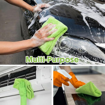 Shimeyao 30 Pcs 16 x 16 Inch Edgeless Microfiber Plush Towels for Cars Detailing Drying Wash Polishing Absorbent Cleaning Cloths, 500 GSM(Green)