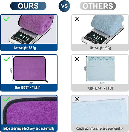 Microfiber Cleaning Cloth for Cars - 8 Pack (15.8"x11.8") Microfiber Towels 500 GSM for Cars Ultra Absorbent & Soft | Multi-Color Lint Free Rags for Car Motor Cleaning Detailing Polishing Drying