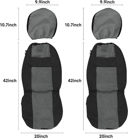 VarCozy Seat Covers for Car Front Pair, Breathable Cloth Front Car Seat Covers, Universal Cloth Seat Covers for SUV Sedan Van, Automotive Interior Covers, Airbag Compatible