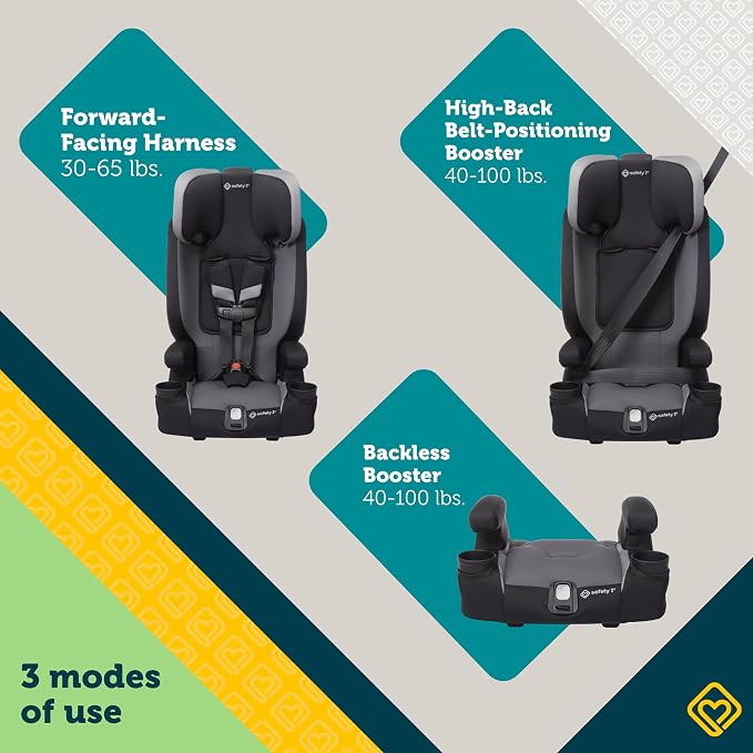 Safety 1st Boost-and-Go Essential 3-in-1 Booster Car Seat, Highback & Backless Modes, Lightweight, Easy Install, Labrador II