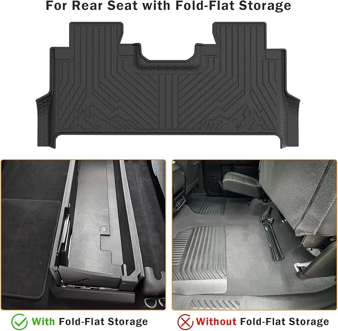 KUST Floor Mats for 2017-2026 Ford F250/F350/F450 Super Duty Crew Cab with Under-Seat Storage, All Weather Floor Liners for F250 Accessories Front Rear 2 Rows Truck Mats, TPE Rubber Raised Edge