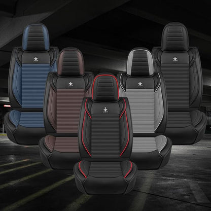 Seat Covers Full Set Fit for Nissan Rogue 2015-2026, Breathable and Comfortable Leather Car Seat Cover, Standard Waterproof Cushion Cover Auto Interior Accessories (Black Red)