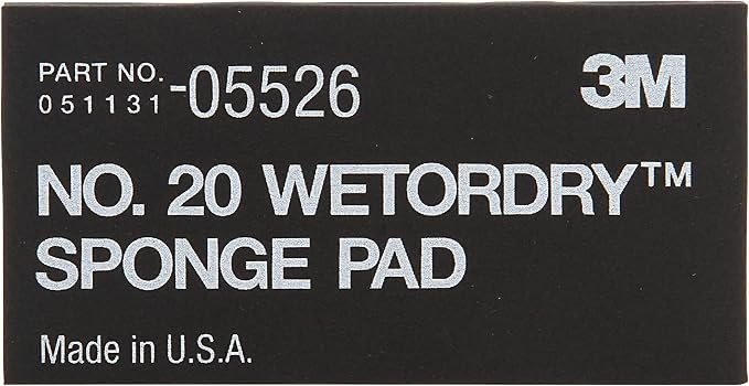 3M Wetordry Sponge Pad 20, 05526, 5-1/2 in x 2-3/4 in x 3/8 in, Flexible, Long Lasting, Automotive Sponge, Black
