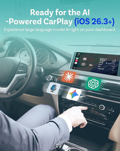 OTTOCAST Mini Tube 2026 Upgrade Wireless CarPlay & Android Auto Adapter, WiFi 6 + Bluetooth 5.4, Instant Auto-Connect, Ultra-Compact Design, Plug & Play USB/USB-C for 2016+ Vehicles