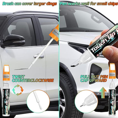 White Touch Up Paint for Cars, 2-in-1 Car Scratch Repair Pen, 0.68 fl oz | Color-accurate for most white finishes, versatile use, 2-in-1 control, quick-dry, resists water and UV, helps prevent rust