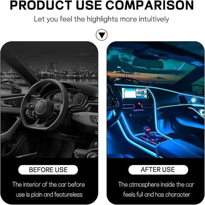 Car LED Strip Light, 12V 48 LED Interior Atmosphere Lights Under Dash Ambient Night Light, Universal Auto Interior Decorative Lamp with USB Port, Truck SUV Car Accessories (Ice Blue, USB)