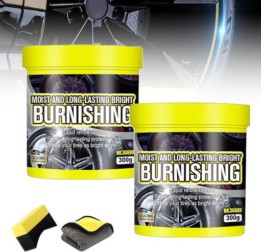 Tire Maintenance And Coating Paste, Long Lasting Tire Shine Wax, Car Tire Shine Gel, Wheel And Tire Cleaner, Car Tire Blackening Coating Wax Long Lasting Shine Rain Resistant Waterless Wax (2pcs)