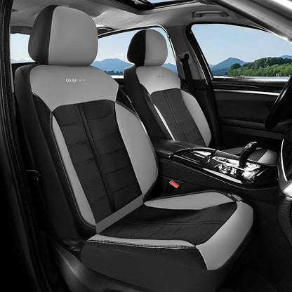 Coverado Air Mesh Seat Cover, Car Seat Cover Front Seats, 3D Breathable Seat Protectors Sports Carbon Fiber Design Airbag Compatible Comfort Universal for Most Cars, Van,Trucks, SUV, Black&Grey