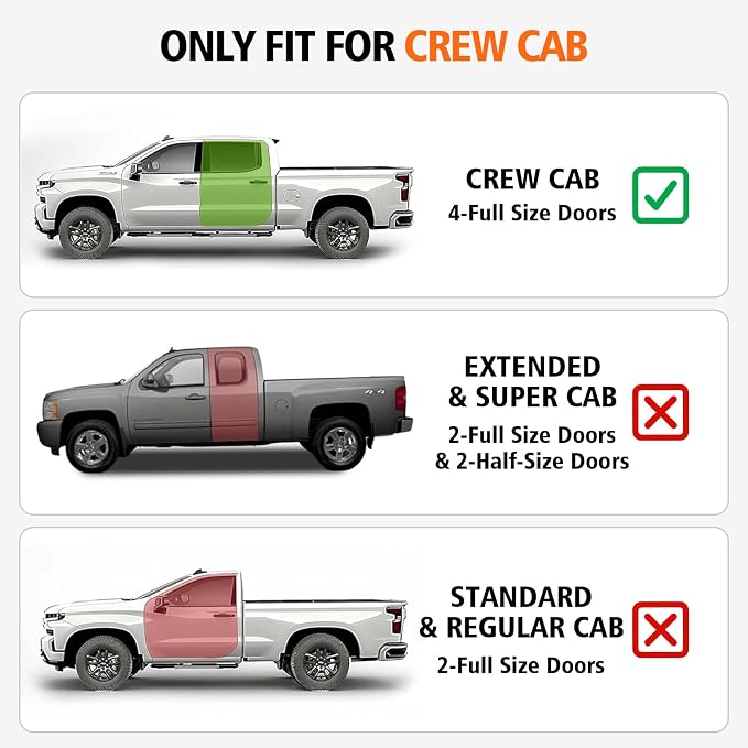 Floor Mats for 2019-2025 Chevy Silverado/GMC Sierra 1500 Crew Cab, 2020-2025 Chevrolet Silverado/GMC Sierra 2500HD/3500HD Crew Cab with Rear Under-Seat Storage, Floor Liners for Silverado Accessories