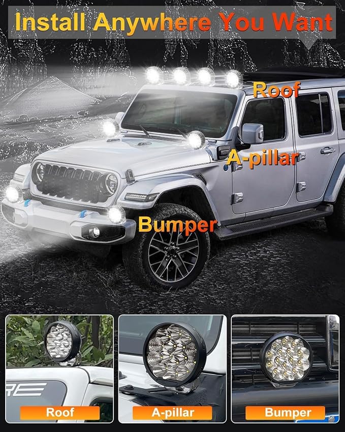 5 Inch LED Light Pods, Round Offroad Light with Amber DRL, Wide Range Flood Spot Beam LED Driving Lights for ATV UTV SUV Pickup Motorcycle(2 Pcs)