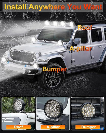 5 Inch LED Light Pods, Round Offroad Light with Amber DRL, Wide Range Flood Spot Beam LED Driving Lights for ATV UTV SUV Pickup Motorcycle(2 Pcs)