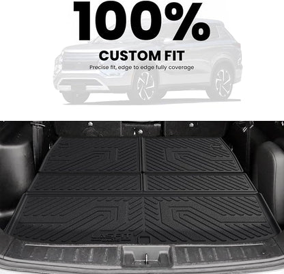 LASFIT Trunk Mat & Backrest Mats for 2022-2025 Mitsubishi Outlander (Not Fit PHEV or Sport Models), Custom Fit Full Coverage TPE All-Weather Cargo Liner for Mitsubishi Outlander Accessories, Black