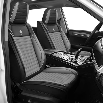 Seat Covers Fit for Nissan Rogue 2015-2026, Breathable and Comfortable Leather Car Seat Cover, Standard Waterproof Cushion Cover Auto Interior Accessories (Black Gray)