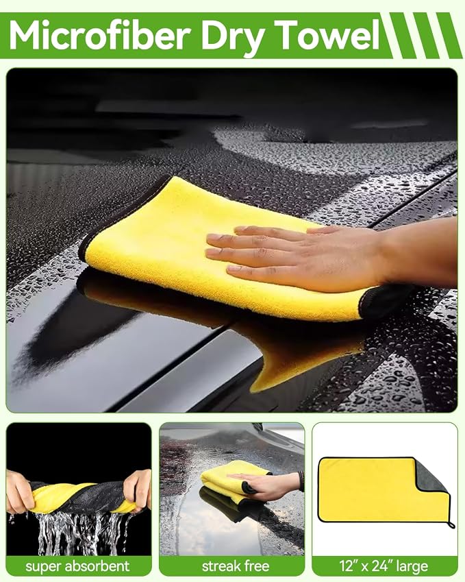 8Pcs Car Wash Kit, 62’’ Car Wash Brush with Long Handle, Microfiber Carwash Kit Set, Car Washing Supplies for Cars RV Truck Exterior