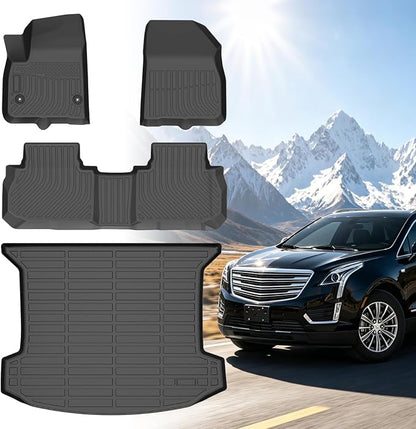 Floor Mats for Cadillac XT5 2018 2019 2020 2021 2022 2023 2024 2025, 2017 TPE Custom Fit Cadillac XT5, Non-Slip Waterproof Summer Winter, Front & Rear Row & Cargo