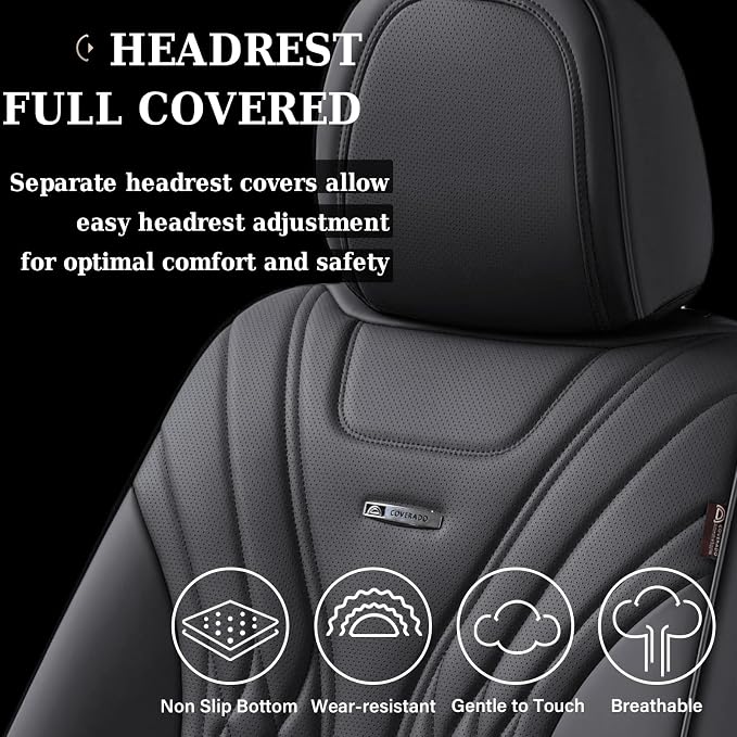 Coverado Car Seat Covers, Car Seat Covers Front Seats, 2-Pack Front Seat Cover, Nappa Leather Waterproof Seat Covers, Car Seat Protectors, Automotive Seat Covers Universal Fit for Most Vehicles