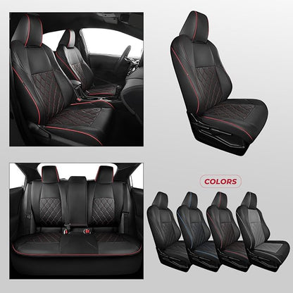 FREESOO for Toyota Corolla Seat Covers 2020-2026 SE/SE Apex Nightshade & 2023-2025 XSE & 2025 FX, Custom Car Seat Covers, Leather Car Seat Cover, Waterproof Seat Covers for Cars, Black Red Full Set