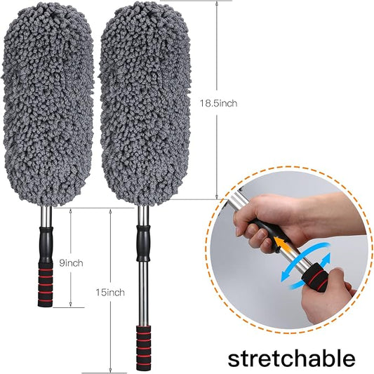 IPELY 3 Pack Large Microfiber Car Duster Exterior Scratch Free with Extendable, Car Duster Interior Multipurpose dust Cleaning