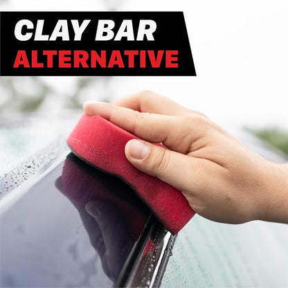 Maxshine Universal Fine Grade Clay Sponge – Reusable Clay Bar Alternative for Paint & Glass Decontamination – Removes Overspray, Tar & Industrial Fallout – Ergonomic Foam Grip for Auto Detailing