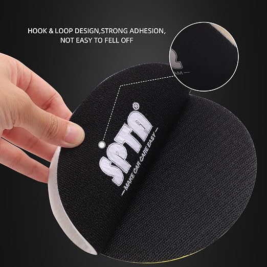 Glass Polishing Pad, SPTA 5 Pcs 5''(125mm) Car Glass Polishing Discs Microfiber Polishing Buffing Pad, Scratch Removal Kit for Correct Damaged Window Cleaning, Removing Stubborn Waterspots
