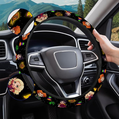 GENANY Witch Fantasy Steering Wheel Cover, Non Slip Polyester Car Wheel Protector for Car SUV Truck, Universal 15 Inch