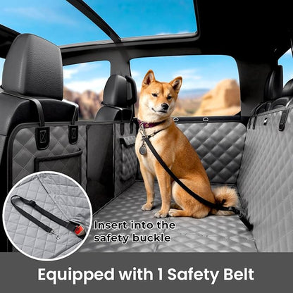 Pecute Back Seat Extender for Dogs 57 * 28.7 in, Upgraded Sofa Leather Dog Car Seat Cover for Back Seat, Foldable in the Car, Hard PVC Panels Bottom Support to 330 lbs, for Full Size Truck/SUV