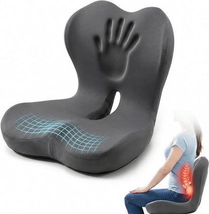 Car Seat Cushion with Back Support for Driving, Ergonomic Support Relief Pad for Auto/Truck/Office, Hollow Ventilation, Anti-Slip Driver Seat Cushion, Washable Cover, 18.1"x17"(Grey)