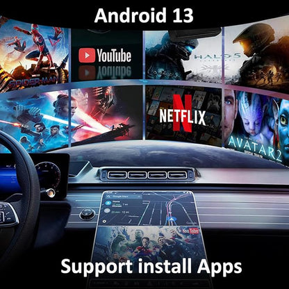 4 in 1 CarPlay AI Box, Android13 Magic AI Box Wireless CarPlay & Android Auto Adapter, Support Netflix/YouTube, Fit for Cars with Wired CarPlay/Android Auto, Plug & Play