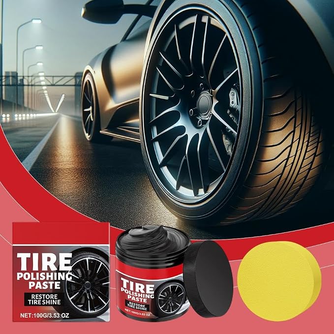 Car Tire Shine with Sponge,100g Tire Coating Paste,TirePolishing Paste,Wheel Shine Tir-e PolishingPaste,Long-Lasting Tir-e Dressing with Wet Gloss Look Finish for Car,Truck,Motorcycle, RV & More