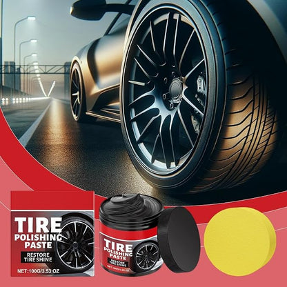 Car Tire Shine with Sponge,100g Tire Coating Paste,TirePolishing Paste,Wheel Shine Tir-e PolishingPaste,Long-Lasting Tir-e Dressing with Wet Gloss Look Finish for Car,Truck,Motorcycle, RV & More