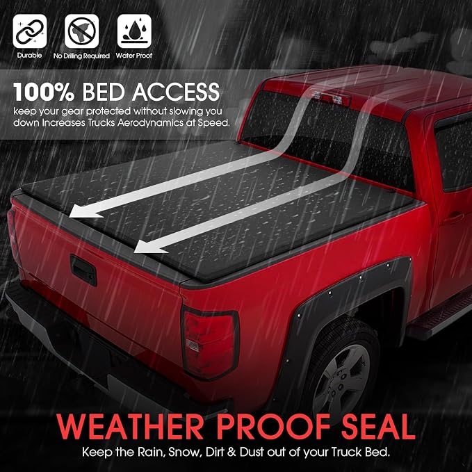 DNA Motoring TTC-RU-051 Pickup Truck Bed Top Roll-Up Vinyl Soft Tonneau Cover Compatible with 1995-2004 Tacoma 6Ft Fleetside / Styleside Bed