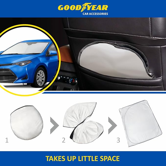 Goodyear Foldable Windshield Sunshade for Toyota Corolla 2014-2019, Car Accessories, Sunshade Cover, Sun Shade Car Windshield, Window Sun Blocker - GY008269