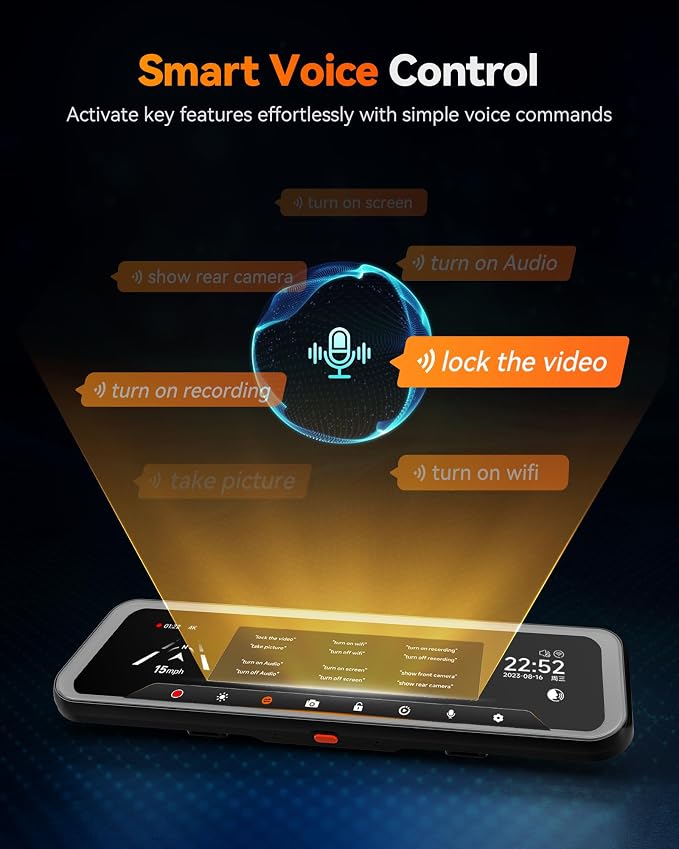 WOLFBOX G900 Tripro Cabin-N 3 Channel 4K Mirror Dash Cam, 4K+1080P+2.5K Front Inside Rear View Mirror Camera, 8MP STARVIS 2 IMX678 Night Vision, 12" Smart Screen, 5.8G WiFi (SD Card Not Included)