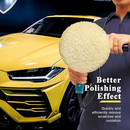 Tallew 8 Pcs 7 Inch Wool Buffing Polishing Pads Hook Loop Cutting Pads with Backing Plate for Car, Boat, Wood, Marble Surface Polishing & Scratch Removal (Original Color)