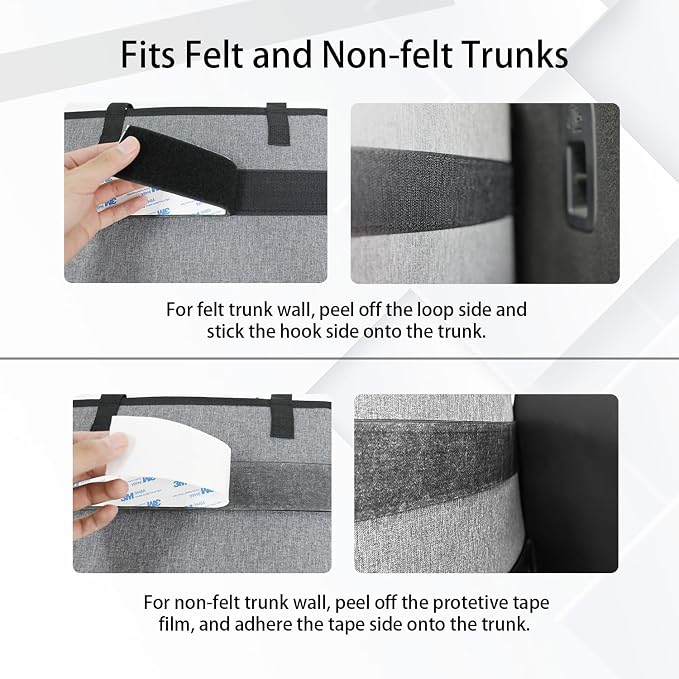 Deluxe Trunk Organizer, Grey, Compact & Mid Size SUV | Backseat Hanging, Waterproof Collapsible, 6 Pockets, Reinforced No-Sag Design