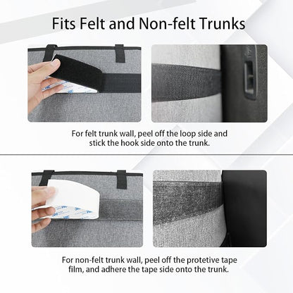 Deluxe Trunk Organizer, Grey, Compact & Mid Size SUV | Backseat Hanging, Waterproof Collapsible, 6 Pockets, Reinforced No-Sag Design