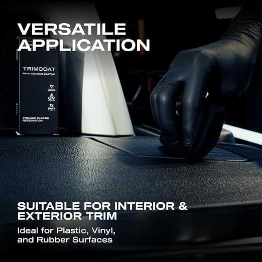 Nasiol TrimCoat Hydrophobic Ceramic Coating Kit – Plastic Trim Restorer for Cars, Restores Faded Trim to Original Color, Up to 2 Years Durability, Ultimate UV Protection, Easy Application – 1.01 oz