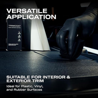 Nasiol TrimCoat Hydrophobic Ceramic Coating Kit – Plastic Trim Restorer for Cars, Restores Faded Trim to Original Color, Up to 2 Years Durability, Ultimate UV Protection, Easy Application – 1.01 oz