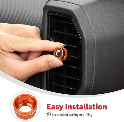 Linskip Aluminum Vent Knob Covers Compatible with Ford Bronco Sport 2021-2024, Dash Air Vent Knob Trim Kit for Bronco Sport Interior Accessories(Orange)