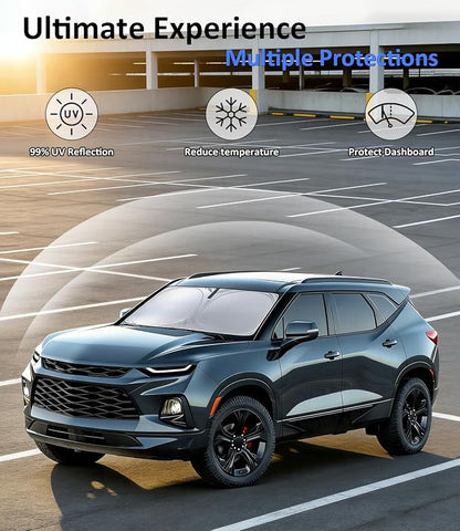Windshield Sun Shade for 2019-2026 Chevrolet Chevy Blazer, Car Front Window Sunshade with 240T Sun Visor Protector Blocks UV Rays Heat Sun Shield Accessories
