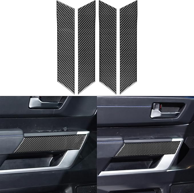 NVCNX Real Premium Carbon Fiber for Toyota Tundra 2022-2026 / Sequoia 2023-2026 2024 2025 Door Armrest Panel Cover Interior Trim Accessories Sticker 4PCs Without Seat Memory not for Extended Cab